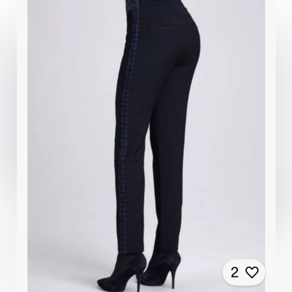 Tory Burch Tobie Tweed Boucle Tuxedo Tapered Pants size 6 Black Wool Blend - Picture 3 of 15